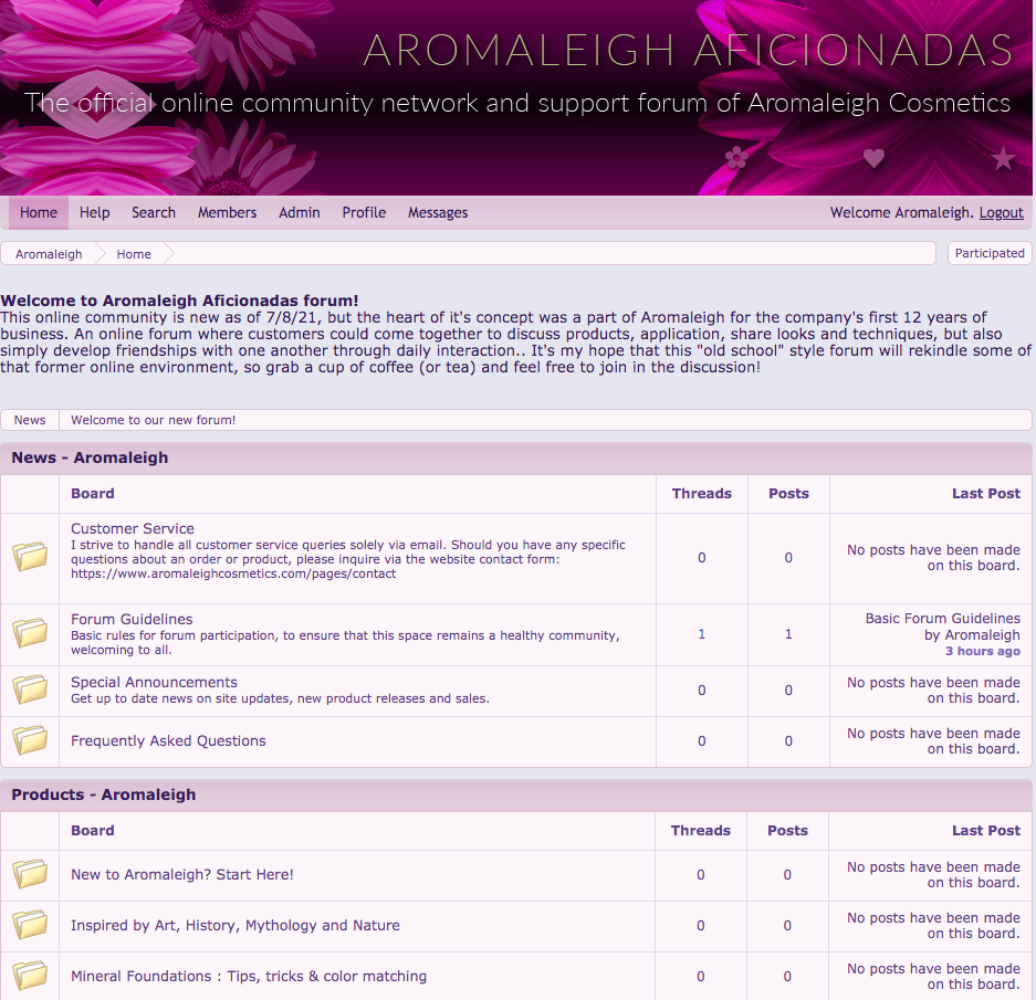 Welcome to the New Aromaleigh Aficionadas Online Forums!