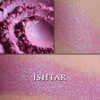 ISHTAR rouge loose and swatched on the skin. Ishtar is a vivid berry pink with a strong blue/teal interference shimmer