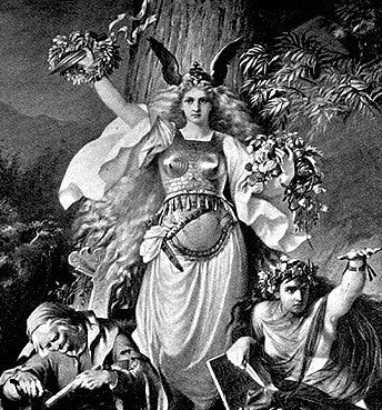 SKULD eyeshadow loose and swatched on the skin. Skuld has iridescent effects of red to violet, and copper tones, within a base of weathered red with dark violet undertones.