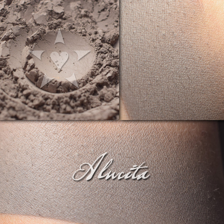 Image shows skin swatches of a warm mid tone taupe color for use on eyes or face.
