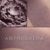 AMPHISBAENA product swatches, shown loose and on the skin. cool greyed mauve contour powder