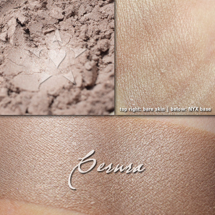 CERURA - Multipurpose highlighter/eyeshadow  loose and swatched on bare skin and over primer.