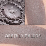 DEATHLY PALLOR - Multipurpose Contour/Eyeshadow loose and swatched on the skin,.  Cool greyed taupe