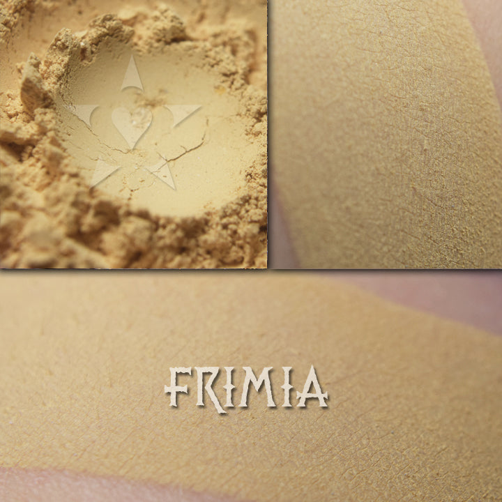 Frimia matte finish eyeshadow. Muted buttery yellow.