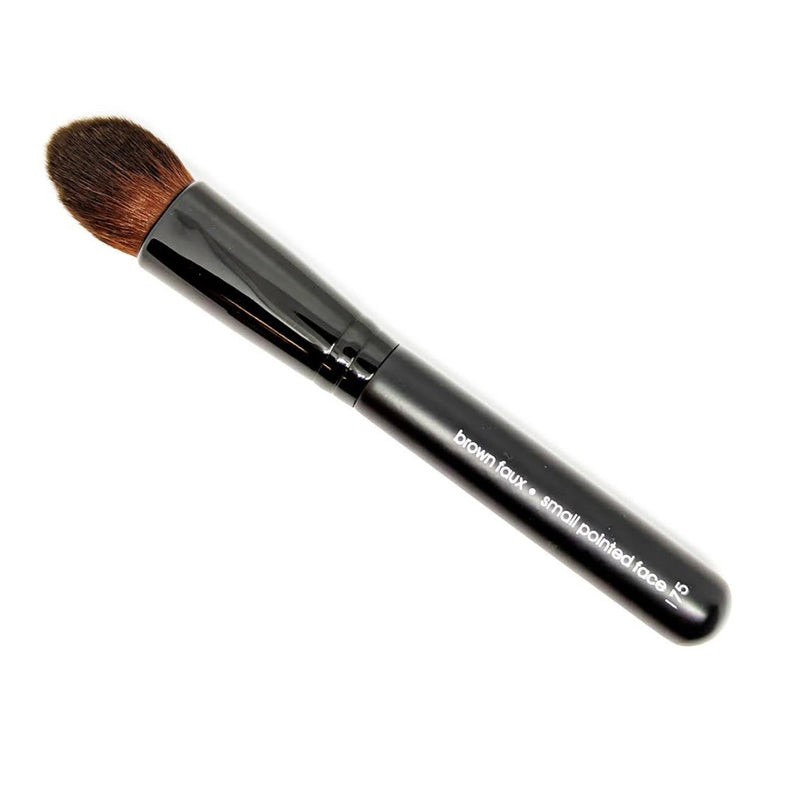 Small Pointed Face Brush - Vegan Brown Faux