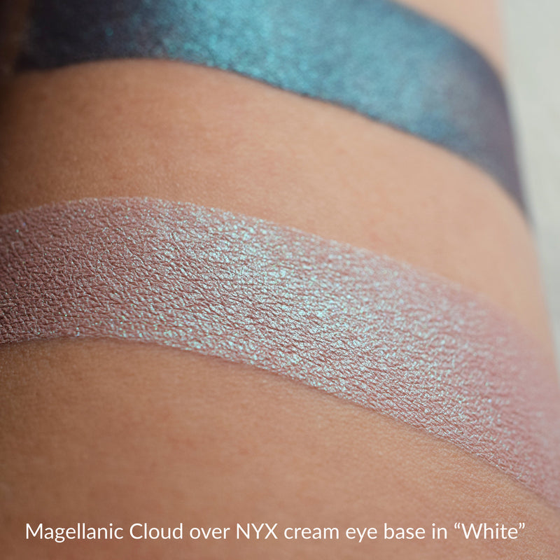 MAGELLANIC CLOUD  swatched over white cream eye base.
