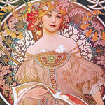 Goddess ostara in pastel drawing style wearing a peach dress and surrounded by flowers.