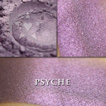 PSYCHE - Rouge  loose and swatched on the skin. Psyche, a beautiful purplish shade with muted burgundy tones.