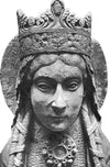 Stone bust depicting Queen Clotilda, who this color is named after.