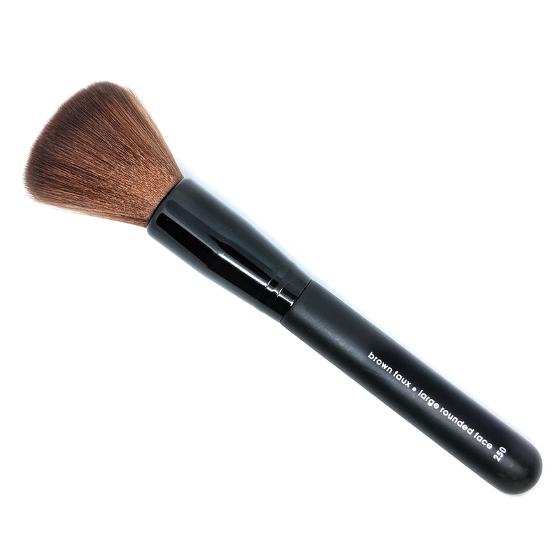 Large Rounded Face Brush - Vegan Brown Faux