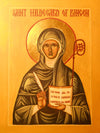 Painted icon with gold depicting Hildegard of Bingen.